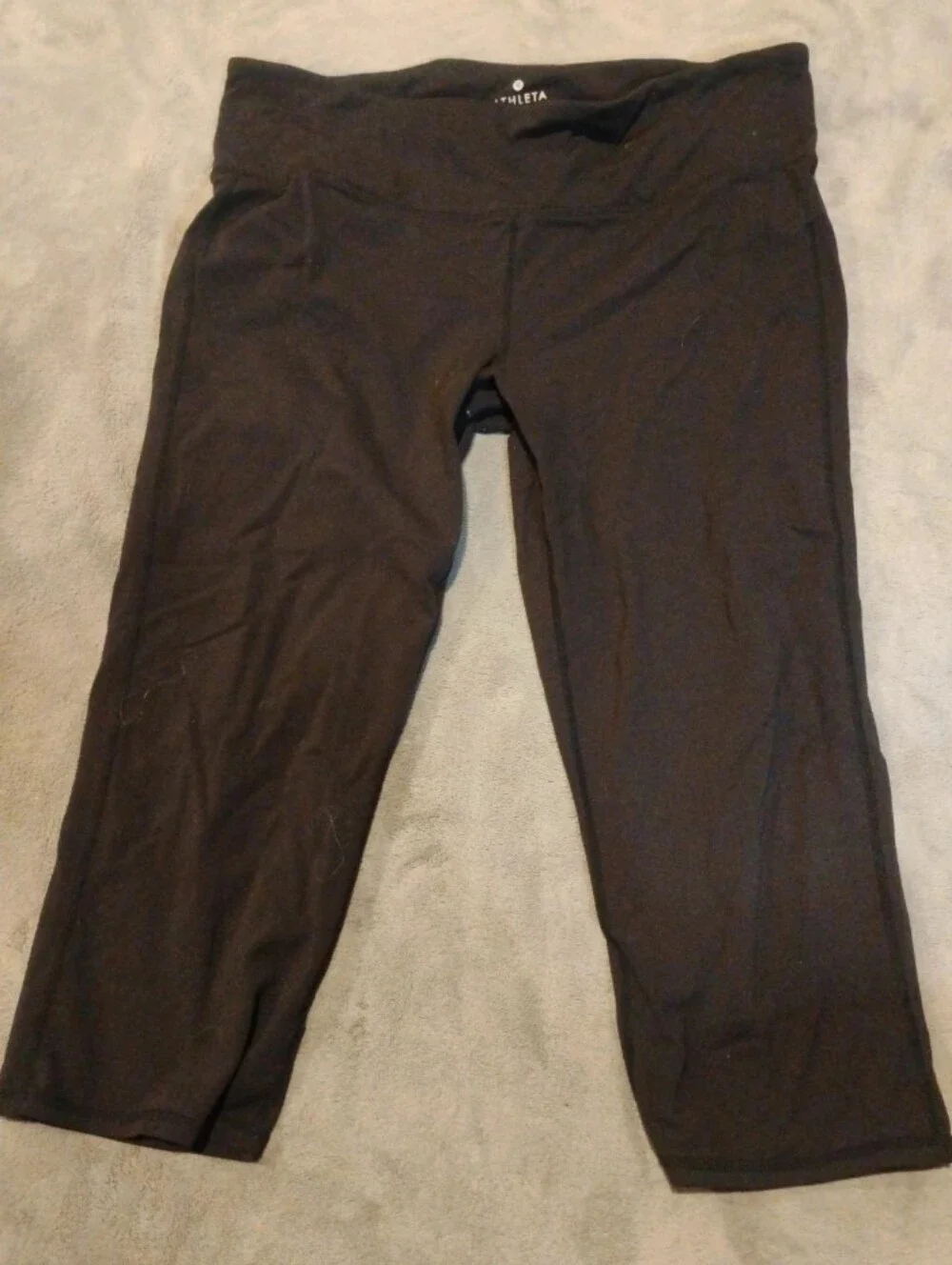 Athleta Black Mid Rise Cropped Leggings Yoga Pants - LT Large Tall